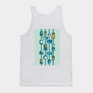 Mid Century Funky Blocks in Aqua, Teal and Orange Tank Top